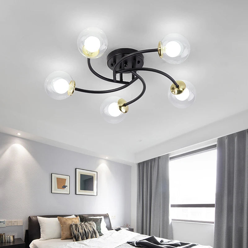 plafonnier nordique simple en verre avec led moderne