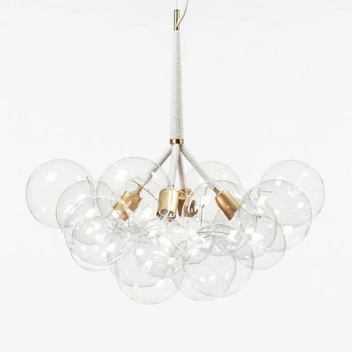 lustre nordique à lunettes avec fils café et lampes en verre
