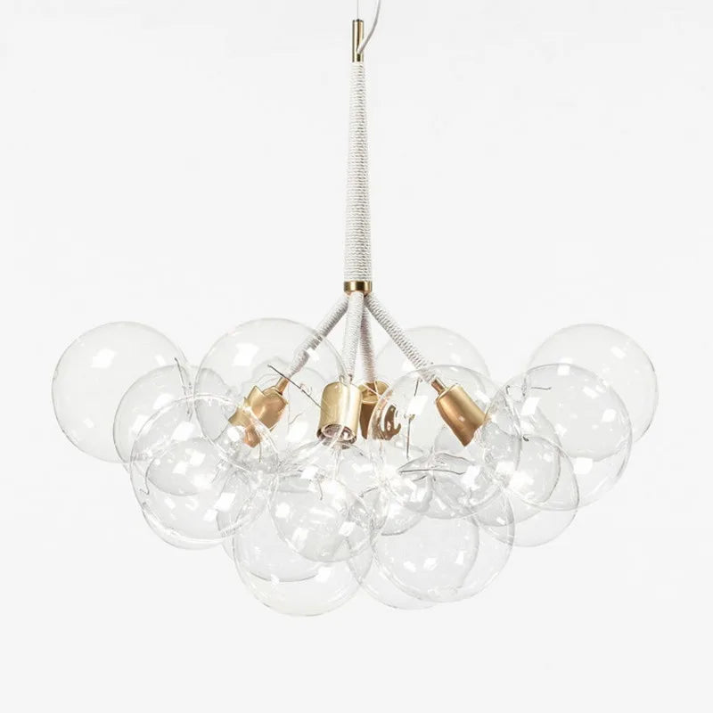lustre nordique à lunettes avec fils café et lampes en verre - vue 6 sur 9