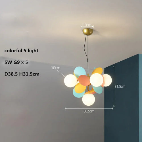 lustre led globe en verre acrylique coloré pour enfants - vue 10 sur 24