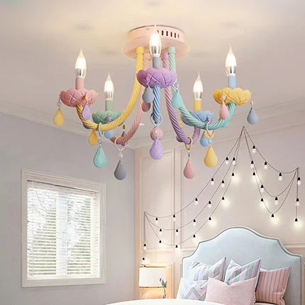 Plafonnier coloré pour enfants lustre moderne Fort chambre d'enfants avec douilles E14/E12 Moe éclairage lampe pour enfants