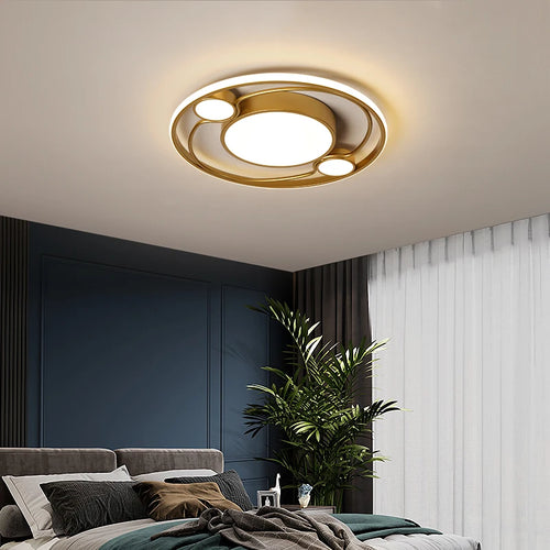 plafonnier rond or led avec télécommande pour toutes les pièces - vue 5 sur 8