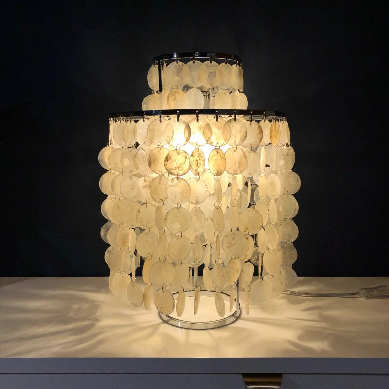 (80j - 5juin) Lampe à poser moderne LED avec plaques nacrées Loredi - vue 9 sur 10