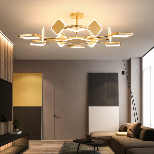 lustre carré à led moderne avec intensité variable - vue 2 sur 12