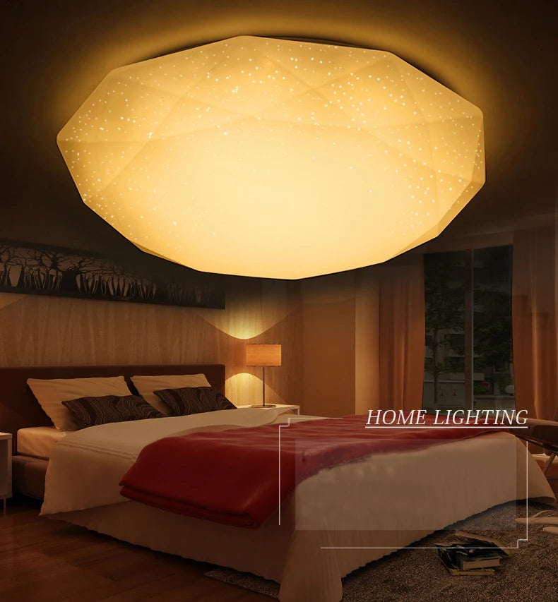 plafonnier nordique diamant étoile ciel leds acrylique moderne - vue 5 sur 6