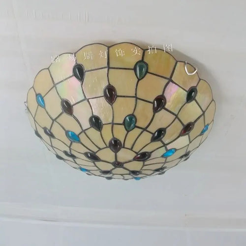 Factory Direct 16-inch The American Retro Ceiling Lamps Tiffany Stained Glass Art Of Living Room, Bedroom Balcony Lighting - vue 6 sur 6