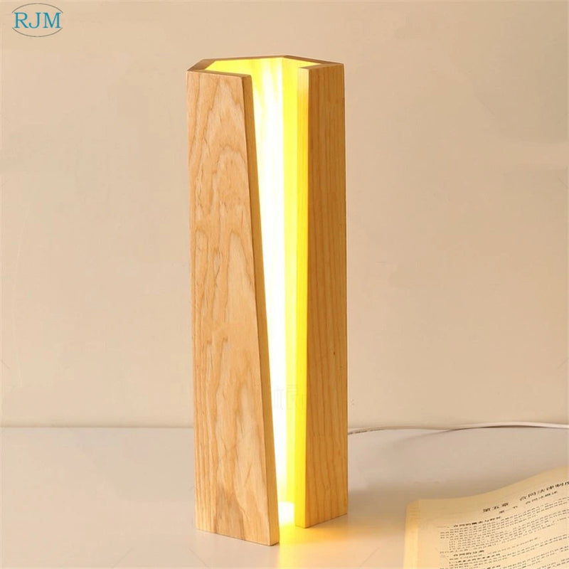 lampes de table en bois massif modernes et créatives