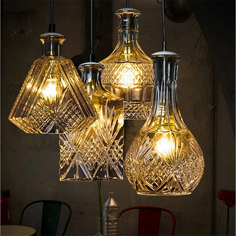 lustre nordique simple moderne industriel en verre pour bar café - vue 6 sur 10