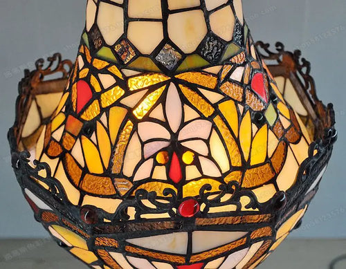 lustre en verre tiffany créatif rétro pour café bar escalier - vue 6 sur 6