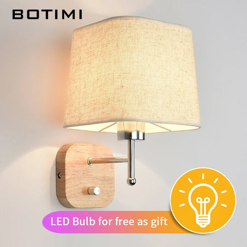 Applique murale LED avec abat-jour en tissu et liseuse - vue 5 sur 9