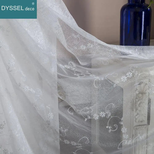 Voilage brodé motifs floraux style europe americain elegant - vue 3 sur 7