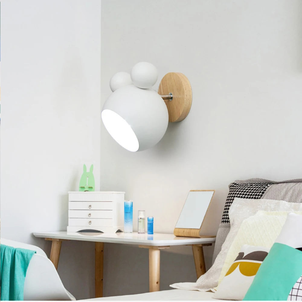 Applique murale modernes dessin animé Mickey style appliques murales colorées cuisine Restaurant macaron lampe de chevet décorative E27 - vue 4 sur 18