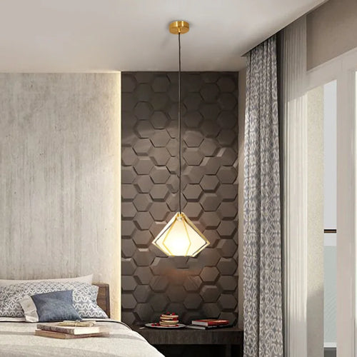 suspension à led en verre diamant design nordique moderne - vue 4 sur 9