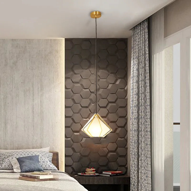 suspension à led en verre diamant design nordique moderne - vue 4 sur 9
