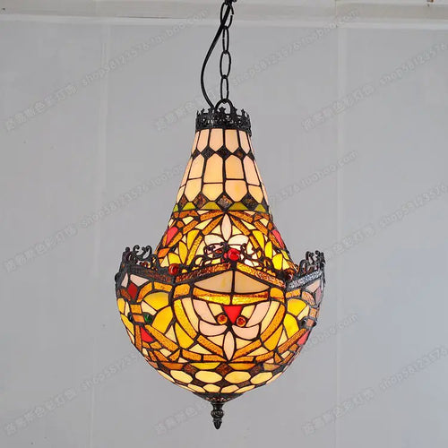 lustre en verre tiffany créatif rétro pour café bar escalier - vue 3 sur 6