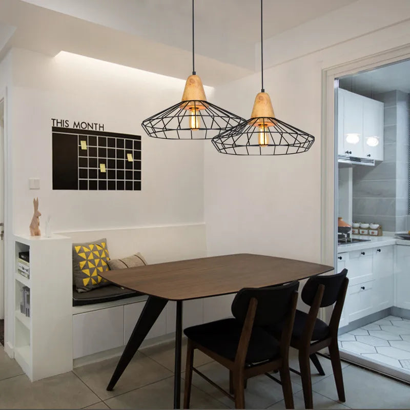 suspension vintage en fer avec cage led gzmj
