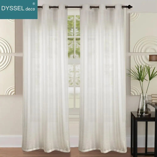 Rideau transparent à rayures style européen salon chambre - vue 4 sur 8