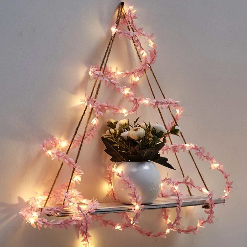 guirlande lumineuse à feuilles artificielles pour décorations festives - vue 5 sur 11