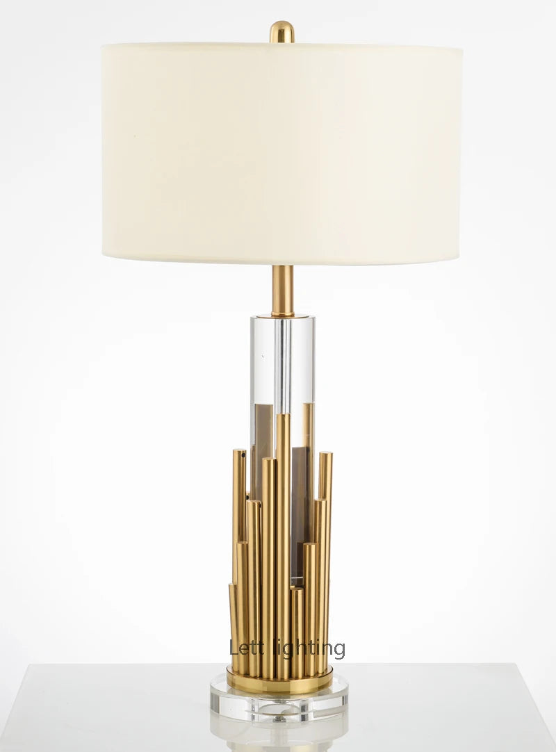 lampe à poser design luxe en marbre et tissu métallique moderne - vue 3 sur 8