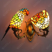lampe de chevet perroquet design créatif en verre teinté