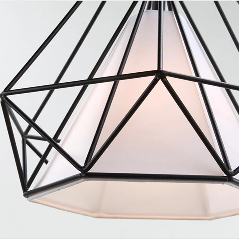 suspension cage à oiseaux minimaliste métal noir led - vue 4 sur 11