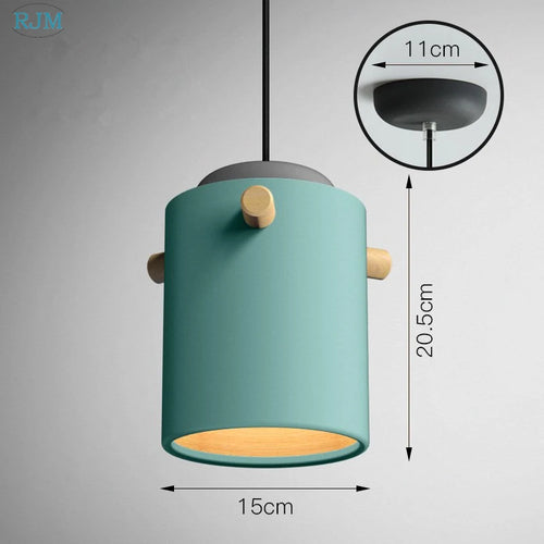 lampe suspendue nordique créative macarons led bois - vue 11 sur 18