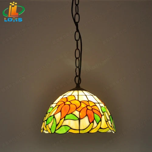 lustre en bégonia américain style tiffany pour décoration intérieure - vue 9 sur 10