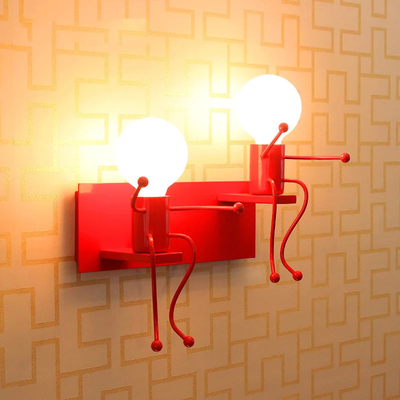 applique murale led en fer avec poupée de dessin animé nordique pour enfants - vue 2 sur 12