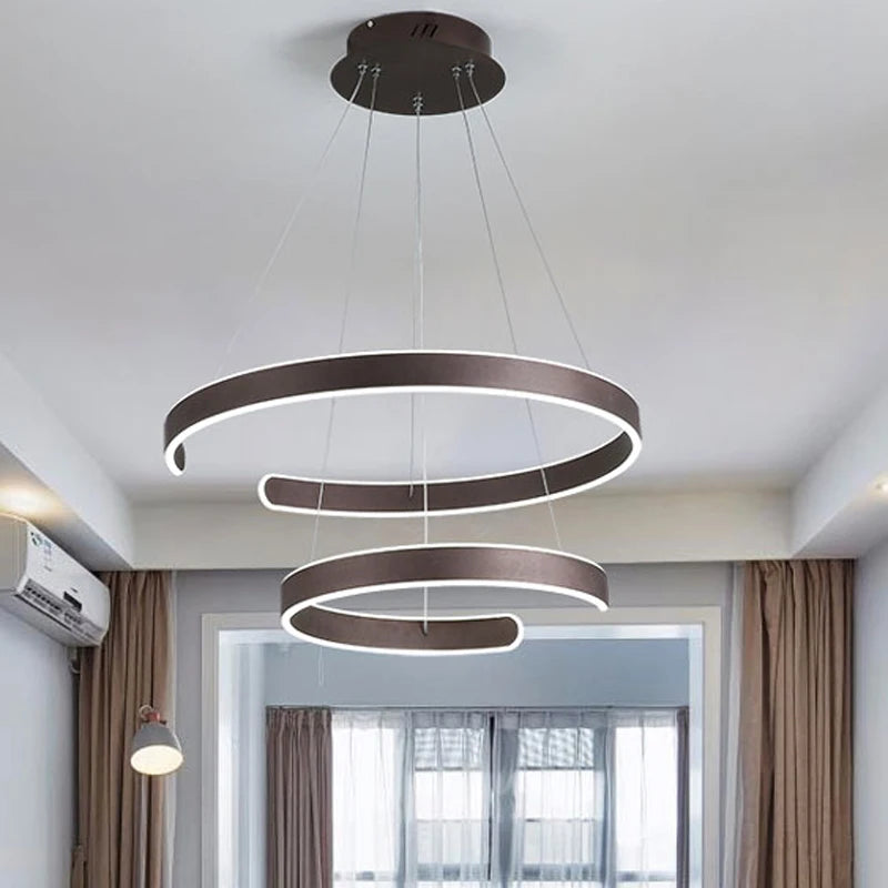 Suspension design cercle anneaux corps en aluminium acrylique LED