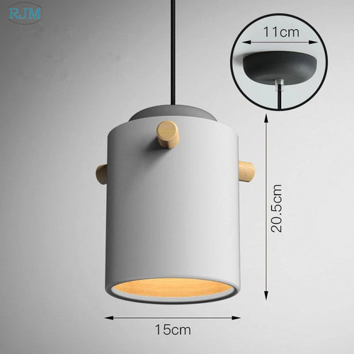 lampe suspendue nordique créative macarons led bois - vue 9 sur 18