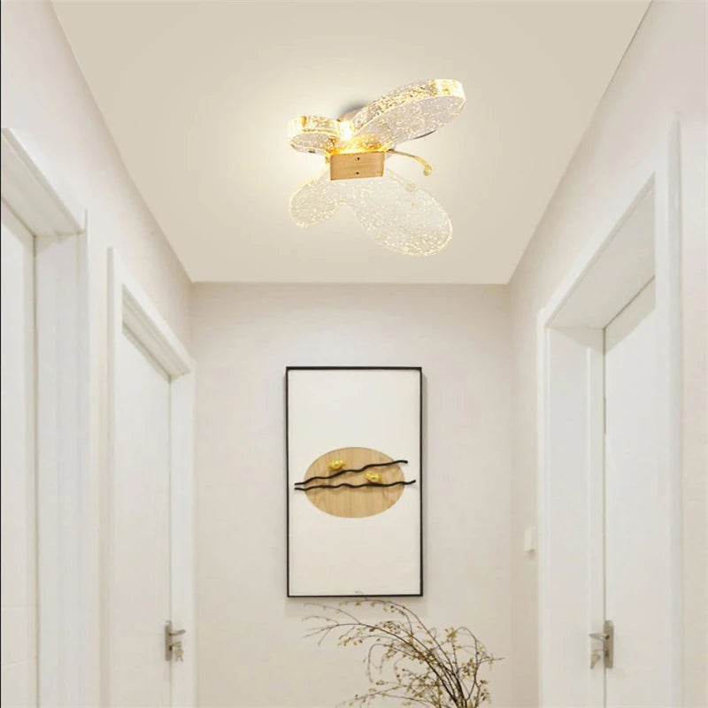 applique murale moderne en forme de bulle de cristal et papillon