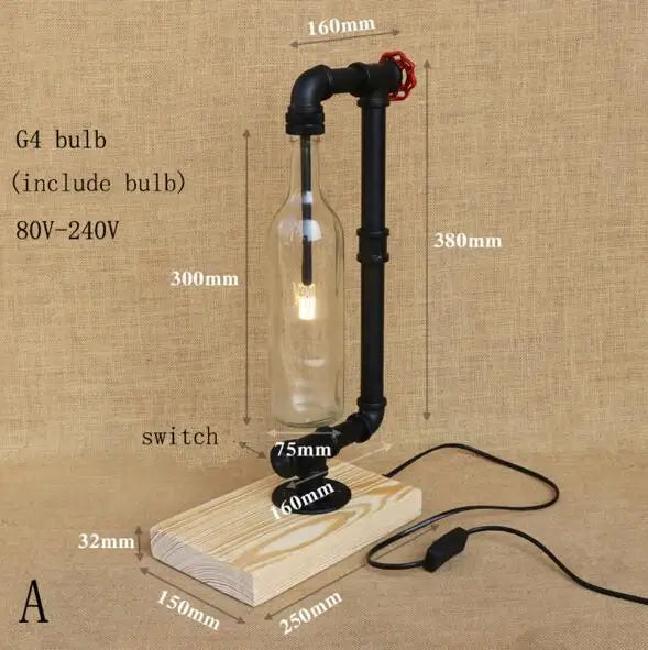 lampe de bureau vintage industrielle avec abat-jour en bouteille - vue 9 sur 10