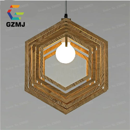 suspension vintage en bois style campagnard américain led