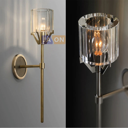 applique murale rétro en cuivre avec cristal classique - vue 3 sur 5