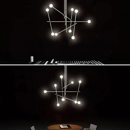 lustre en métal léger avec boules de verre élégant - vue 3 sur 6