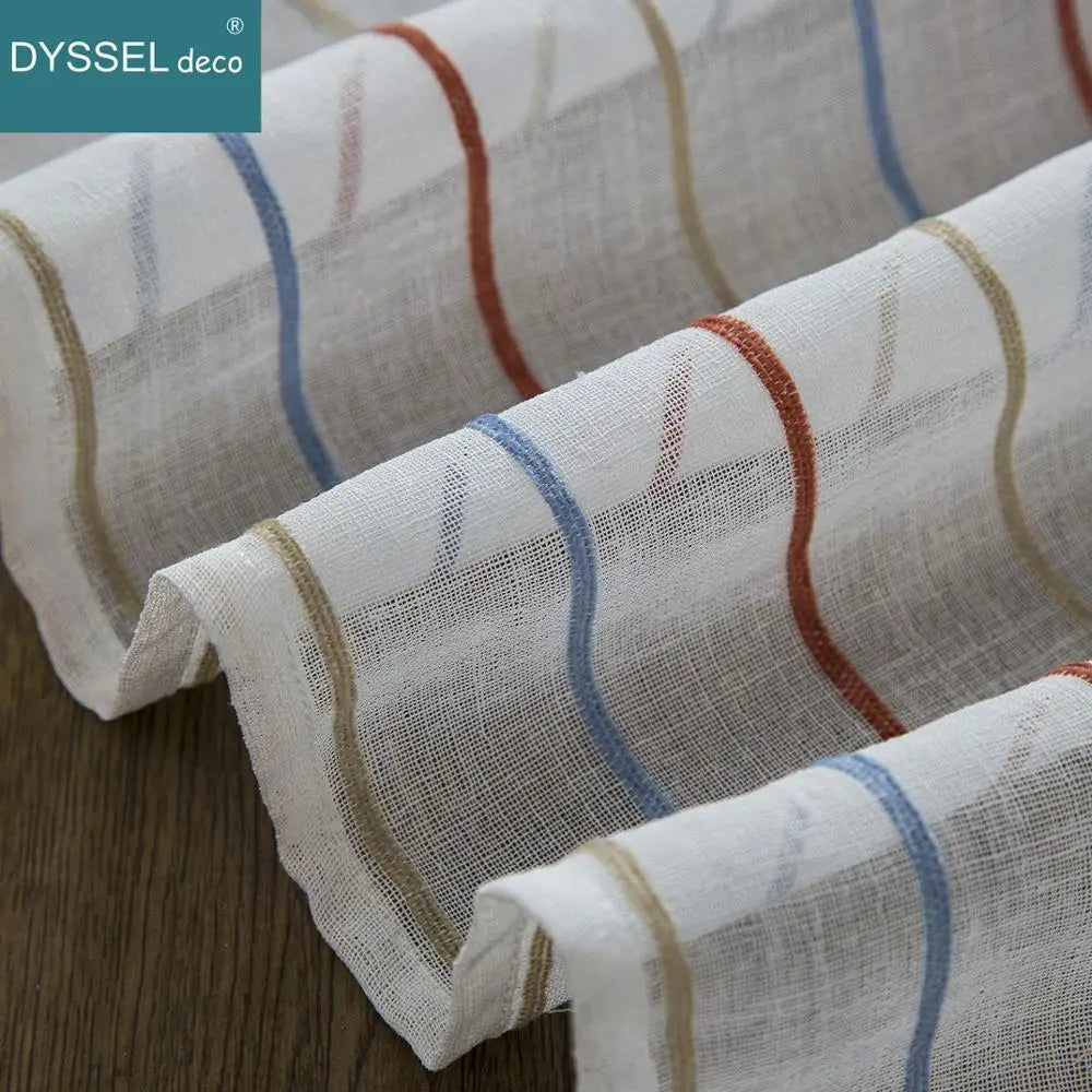 Voilage rayé style européen pour salon chambre - vue 4 sur 7