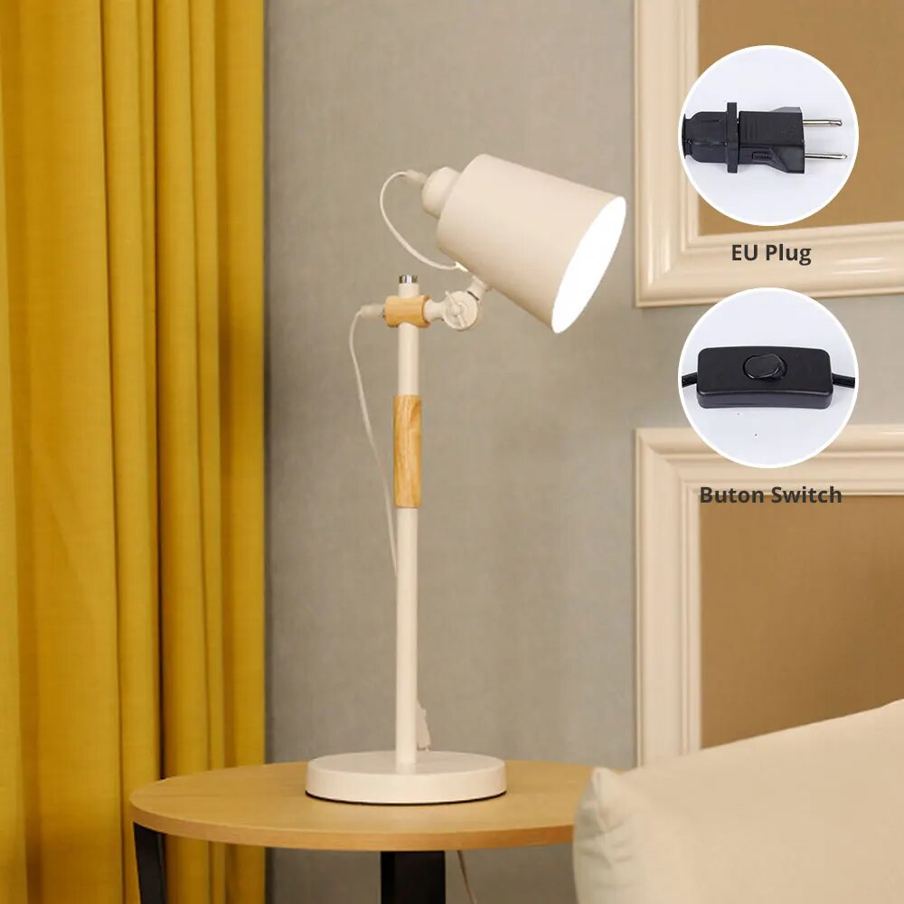 Lampe de bureau en bois métal moderne nordique - vue 8 sur 10