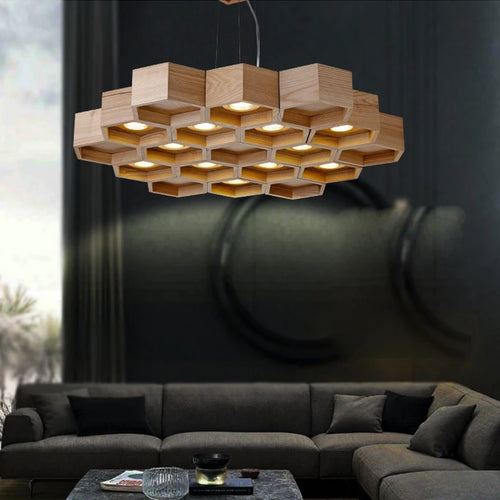 suspension en bois acrylique design nid dabeille pour intérieur - vue 4 sur 11