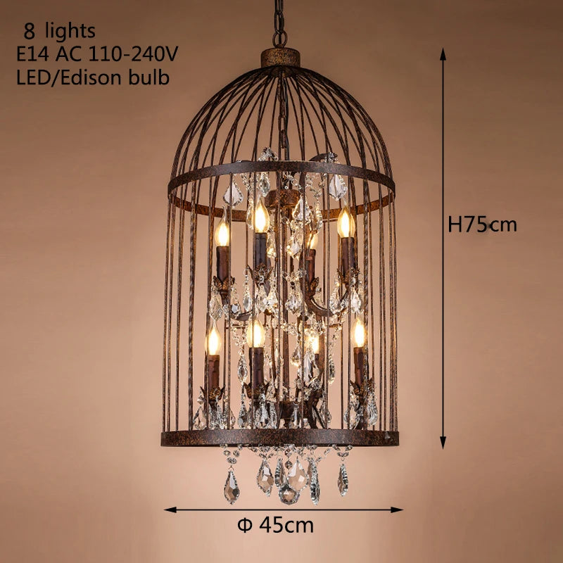 lustre vintage en fer forgé style empire cristal - vue 5 sur 6