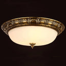 plafonnier en cuivre abat-jour rond en verre vintage
