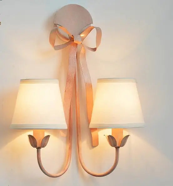 applique murale bow pour chambre de fille abat-jour en tissu - vue 9 sur 9