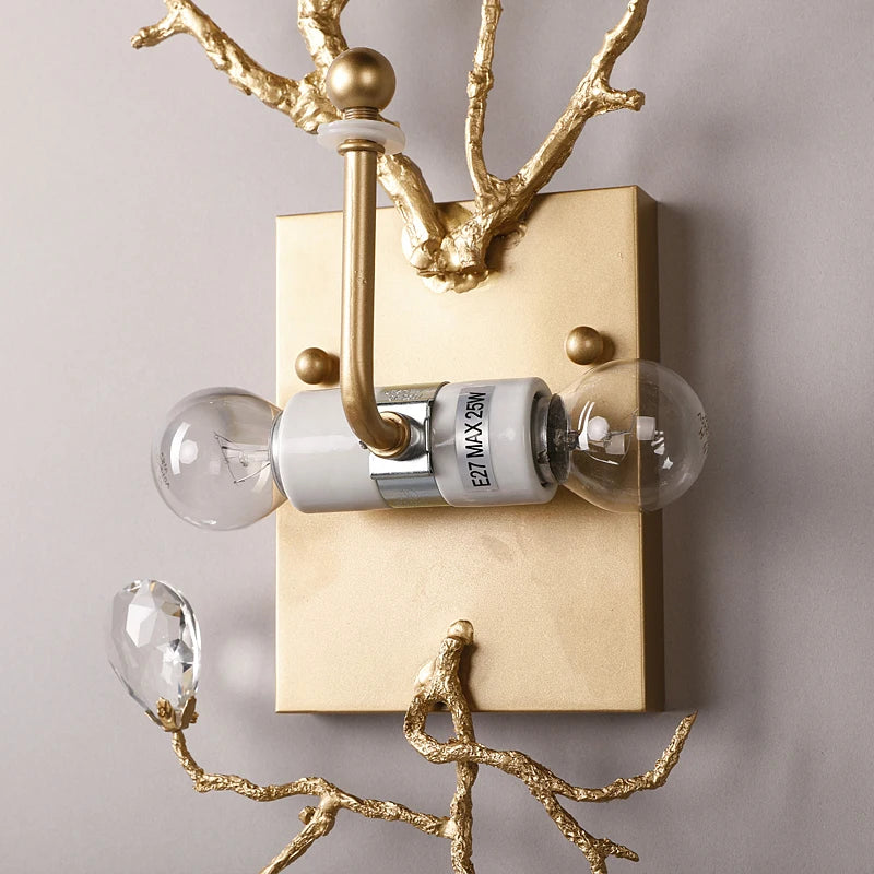 applique murale rétro en cristal doré pour intérieur moderne - vue 5 sur 8