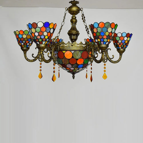 suspension en verre tiffany design moderne pour éclairage intérieur - vue 6 sur 6