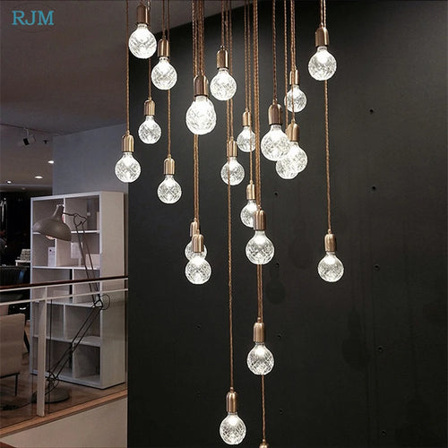 lustre suspension led créative en verre cristal postmoderne - vue 3 sur 18