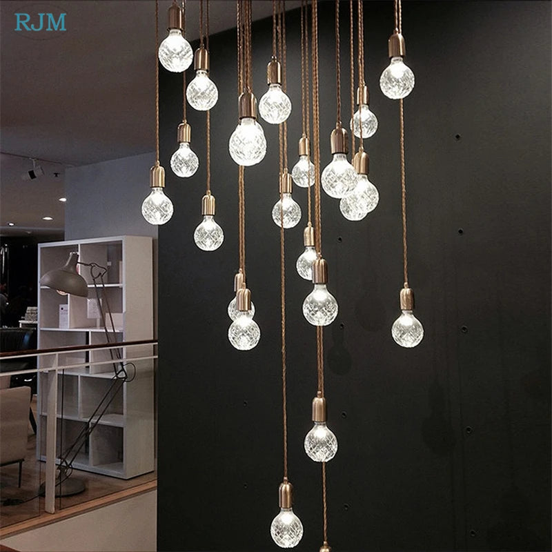 lustre suspension led créative en verre cristal postmoderne - vue 3 sur 18