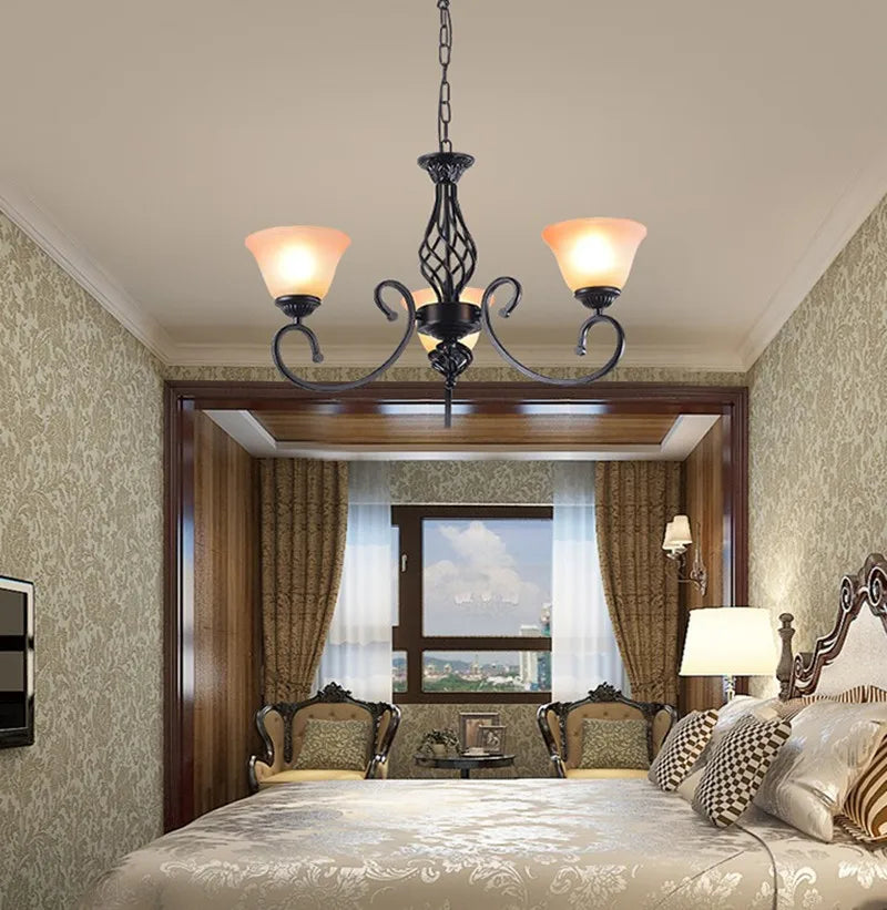 lustre vintage en fer style européen ampoule led traditionnel