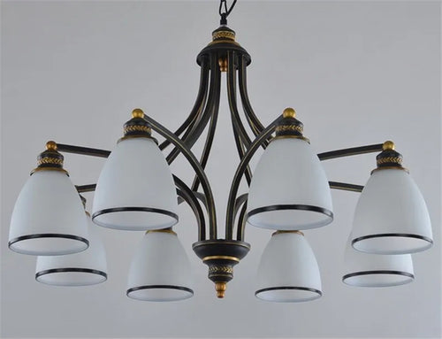 lustre vintage nordique et américain en fer forgé et verre - vue 3 sur 10