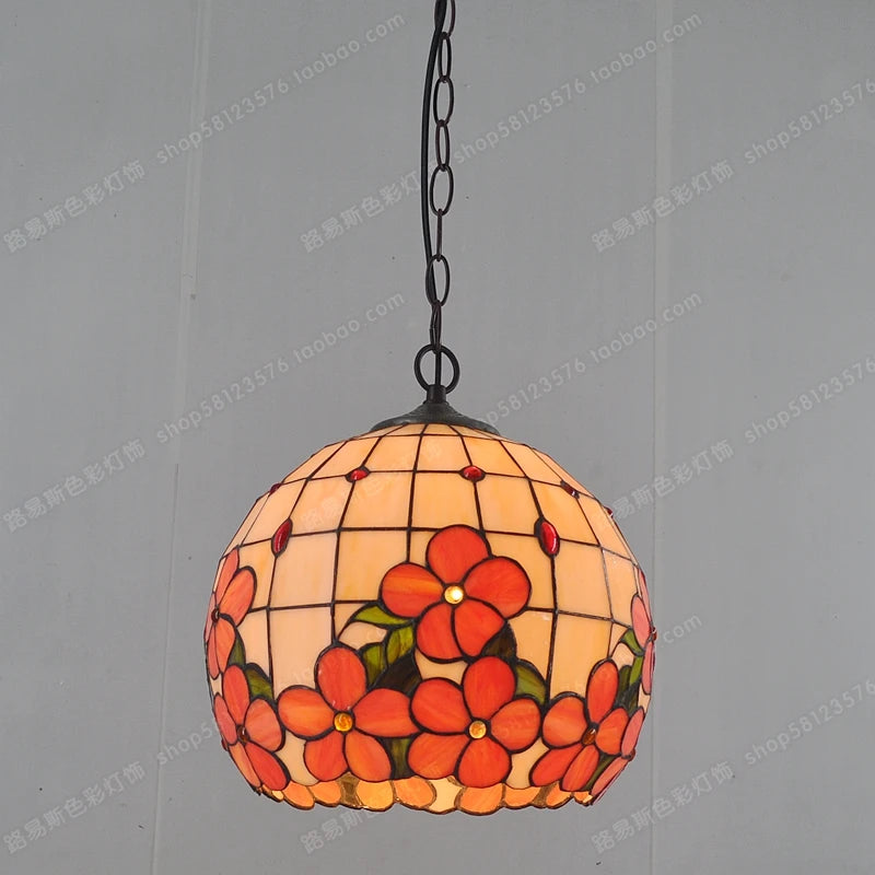 lustre en verre de fleurs riches style tiffany pour éclairage élégant - vue 4 sur 6