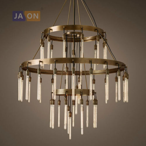 suspension rétro en fer et cuivre noir design industriel - vue 4 sur 12