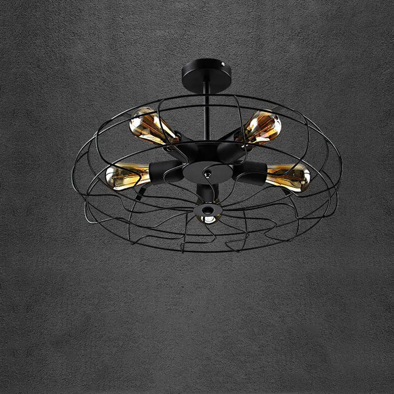 Ventilateur plafonnier rétro Loft ventilateur suspension café salon chambre balcon couloir luminaire lustre - vue 6 sur 9